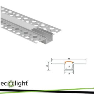 Profilo Alluminio Taglio di Luce 2mt Completo di Cover Opaca e Tappi